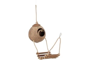 PATKAW Gecko Den with Ladder Nesting Home Hide Texture Provide Food Husk Hide Cave Habitat with Hanging Loop for Crested Reptiles Amphibians Small Animals