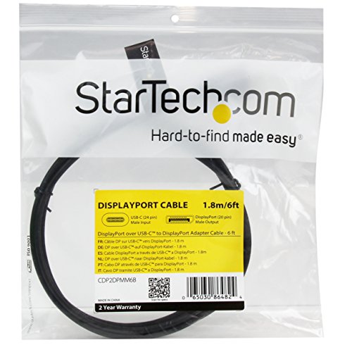 STARTECH CDP2DPMM6B USB-C to DP (M/M) cable – 2m/6ft - 4