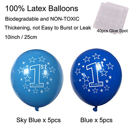 confronta il prezzo 1st Decorazione di compleanno, Cocodeko Blu Palloncino Gigante Numero 1 + Bandiera Blu di Palloncino di Baby Boy + 4 Pezzi tondo Buon compleanno Ragazzino Palloncini + 10 Pezzi Latex Stampati Palloncini Sweet Party miglior prezzo