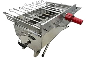RENSCHLER LINE Schaschlikgrill Set XXL Olymp 11, Grillaufsatz | 11 Drehspieße | Powerbank | Motor | Schaschlikgrill - Mangal + manuelle Kurbel