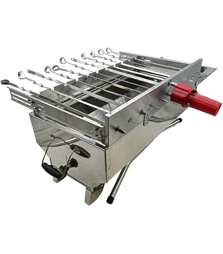 Tournebroche Électrique BBQ-Toro - Acier Inox, 10 Brochettes, Moteur Réglable, Prise Et USB