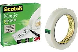 UNBRANDED Cinta adhesiva Magic 810, celulosa, acetato Invisible, se puede escribir, 66 m x 19 mm