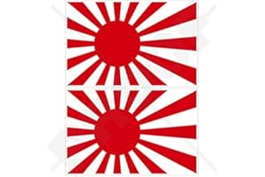 STICKERSWORLD 2 calcomanías de vinilo para parachoques de bandera japonesa de sol naciente de 100 mm