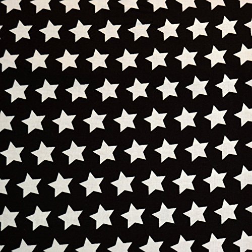 Baumwoll-Stoffe "Adrian" Anker Sterne und Blumen aus 100% Baumwolle / Meterware ab 25cm / FX-1 (Sterne schwarz)