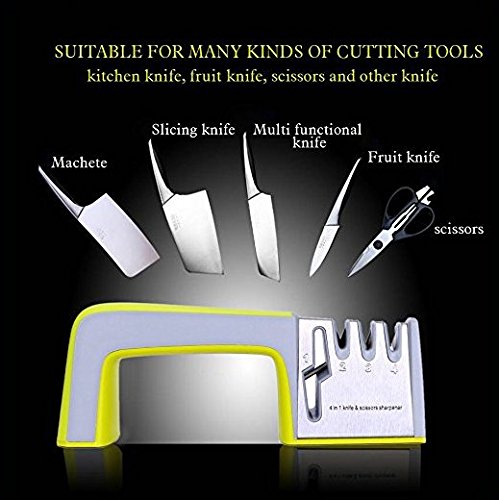X-Jang Messerschärfer Messerschleifer Knife Sharpener steel,also sharpen Schere/ Keramikmesser — Scherenschleifer, Professionelles 4 Stufen-Schleif system - 4