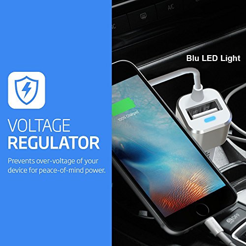  Garantie    Vie  iVoler Chargeur de Voiture Allume-Cigare 2 Ports USB 24W  4 8A avec C  ble Lightning  1 5m  Ultra Petit Chargeur Allume-Cigare USB d