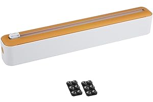 DAZZLEEX Cortador de película adhesiva, soporte de plástico con ventosa, cortador de cocina, organizador de papel de aluminio y plástico de 5 x 6 5 x 36 cm (cortador de plástico amarillo (ventosa))