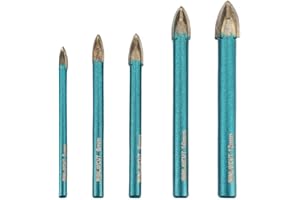 Wood Plastic Masonry Drill Bits - MINLAYCUT 5pcs 3/16" 1/4" 5/16" 3/8" 1/2"(5/6/8/10/12mm) Carbide Drill Bits Tip Round Shank for Wood, Plastic, Masonry, Ceramic Tile, Concrete, Marble