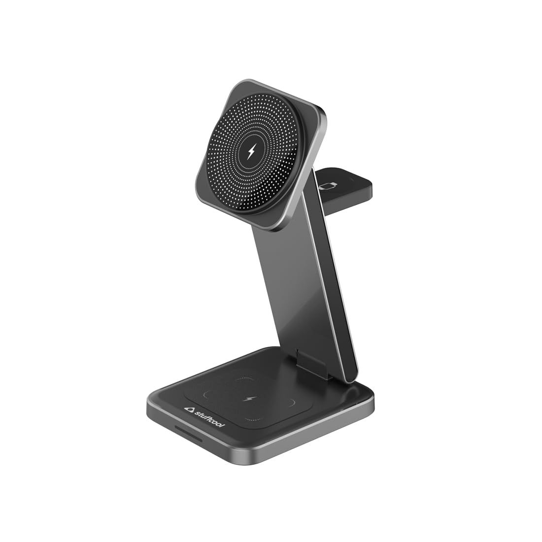 Stuffcool Rover Foldable 3 in 1 Magnetic Wireless Charging Station, Made with Anodised Aluminium, Perfect for iPhone 15/14/13/12 Series, Apple Watch, airpods, Includes 18W QC3.0 Wall Charger