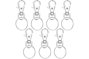 ZELHYEUU 7 Stücke Schlüsselring Karabiner, Schlüsselanhänger Ringe, Clip Haken, Schwenk 360° Drehbar, für DIY, Basteln