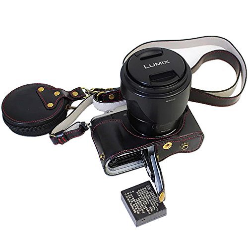 First2savvv XJD-GX80-HH01S01 Premium Qualität braun Ganzkörper- präzise Passform PU-Leder Kameratasche Fall Tasche Cover für Panasonic Lumic DMC-GX80 mit Kameragurt - 5