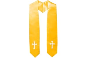 IvyRobes Adults Traditional Clergy Choir Stole with Embroidery Cross 60" Unisex Church Priest Costume 5 Colors