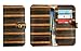 Produktbild emartbuy Braun Vintage Streifen PU Leder Magnetisch Knopfverschluss Schlank Brieftasche Tasche Sleeve Etui (Größe 3) Kompatibel mit Smartphones Aufgeführt Unten