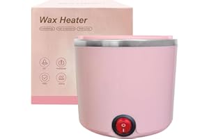 Lazy Lady Mini scaldacera professionale, scalda cera per ceretta brasiliana,con pentola in silicone, per tutti i tipi di ceretta su gambe, braccia, viso e bikini (rotondo, rosa)