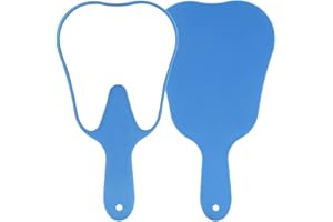 BCENYAZ Cute Tooth Shaped Plastic Hand Mirrors - Dental Handheld Mirror Highdefinition Makeup Mirror with Handle Dental Office Decorations with A Hole for Oral Clinic Salon Barber (Blue)
