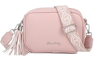 OLIVIA WONG Bolso bandolera mujer pequeño de cuero PU con dos bandoleras bolso mensajero para cruzar polipiel regalo original para mujer