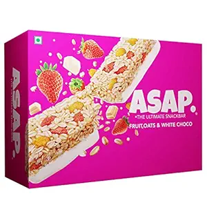 ASAP Energy Bars - 6 Bars, Healthy Granola Bars with Fruits & White Choco - High Fiber Oats, On-The-Go, Chewy Breakfast Bars (35 G Each)