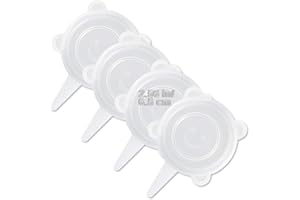 LELE LIFE Lot de 4 couvercles extensibles en silicone de même taille, plus épais, réutilisables, couvercles extensibles pour conservation d'aliments, passent au lave-vaisselle, 6,5cm