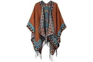 Urban GoCo Damen Poncho Stola Bohe Quaste Schal