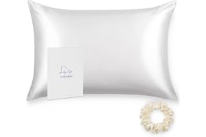 ALASKA BEAR 100% Mulberry Silk Pillowcase for Hair and Skin Health, Hypoallergenic, Standard Size 50x75cm Natural Silk Pillow Case for Beauty Sleep (1pc, White)
