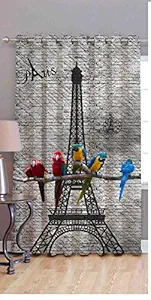 Amazin Homes 3D Digital Famous Eiffel Tower Printed Curtains for Kids Room Teenage & Kids Room Design Premium & Modern Polyester Curtain Window 4x5 feet (Pack of 1)
