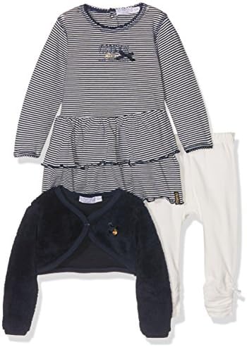 Dirkje Baby Girls' 31X-26229H-3 Pce Babysuit Dress-86 Lingerie Set, Bleu (Navy + Stripe + Off-White), 1-2 Years