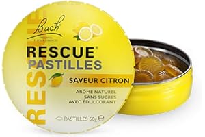 Rescue Pastilles Citron, La sérénité à portée de main, formule sans alcool, Complément alimentaire, 1 Boîte de 50 gr