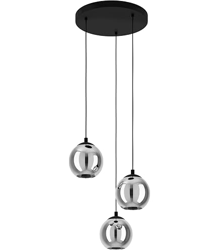 Lampadario Rustico Lampada Sospensione Eglo Murmillo - Vetro Nero E Acciaio Cromato Per Interni Ed Esterni Kartell Lampada - 13
