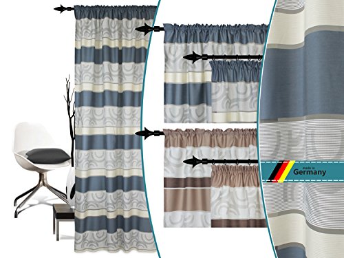 halbtransparenter Vorhang Colorado von deko trends - Wohndekoration in elegantem Design - made in Germany - moderne Kreismusterung mit Struktureffekt - mit einer Stoffbreite von ca. 144 cm und einer Stoffhöhe von ca. 245 cm, blau