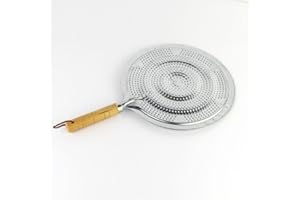 SAHARASHOP Adapterplatte, Hitzediffusor, heat diffuser, Wärmediffusor für Elektro- und Gasherd Ø 21cm Holzgriff Hitze Diffusor Hitze Platte