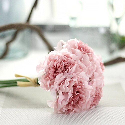 Künstliche Blumen Home Decor Fake Pfingstrose Saflor Blumenstrauß Blumengarten 1PC (Pink) - 2