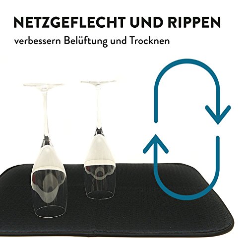 MYPRIMA Abtropfmatte / Geschirr-Trockenmatte | Unser #1 Topseller | Bis zu 4x mehr Saugkraft | Optimierte Version 2017 | 1-A-Qualität Küchenmatte | Schnelles und effizientes Trocknen | Abtropf-Matte / Geschirr-Matte (46 x 40 cm) - 2