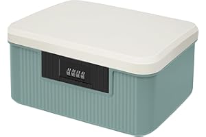 HOTOOLME 2 Schicht Medizinbox 9L Medikamenten Aufbewahrung Blau Medizinkoffer Klein Aufbewahrungsbox abschließbare Box aus ABS mit Zahlenschloss für Medikamente, Süßigkeiten, Wertsachen