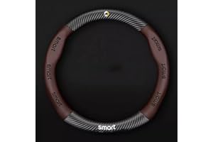 TAKESH Auto Coprivolanti per Mercedes Benz Smart Fortwo 450 451 453 Forfour 454, Coprivolante in Pelle in Fibra di Carbonio Accessori Auto Interno | Regali per Donna e Uomo,Brown-O