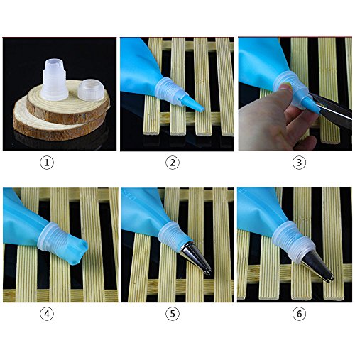 IDEALEBEN Garniertüllen Set mit 24 Stücke Garniertülle und 2 Spritzbeutel Spritztüllen aus Edelstahl Geeignet für Torten, Kuchen, Bäckerei，Keksen, Plätzchen usw. - 3