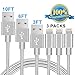 Produktbild iPhone Charger 3Pack 3FT/6FT/10FT(1M/2M/3M) Nylon Braided 8 pin Charging Cables Phreilend USB Charger Cord, Compatible with iPhone 7/7 Plus/6s/6s Plus/6/6 Plus/5/5S/5C/SE/iPad and iPod (Silver)