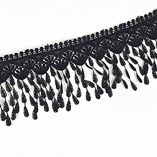 LEORX Spitze Häkelband Spitzenborte Spitzenborduere Hochzeit Dekoband Schleifenband DIY Handwerk 3 Yard – Schwarz - 3
