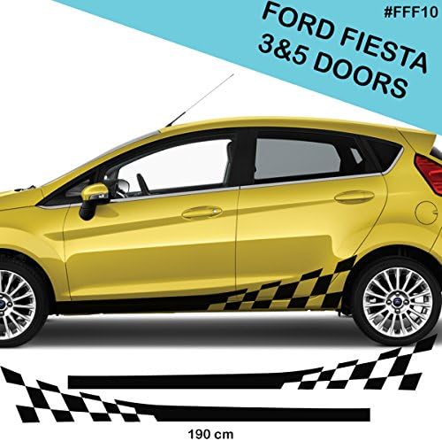 Ford Fiesta Side Racing Stripes Decal Graphics Stickers Tuning Car (BLACK)
