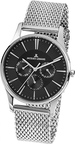 Jacques Lemans 1-1929G Uhr Herrenuhr Edelstahl Edelstahl 5 bar Analog Datum silber Jacques Lemans 1-1929G Uhr Herrenuhr Edelstahl Edelstahl 5 bar Analog Datum silber