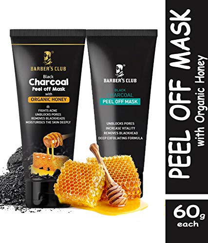Barber's Club Charcoal Peel Off Mask + Charcoal Peel Off Mask with Honey - 60gms each