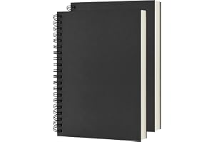 2 Pack Blank Spiral Notebook, A5 Unlined Notebooks, Soft Cover Kraft, Blank Sketchbook Pad for Painting, School Office Travel, 100 Pages/50 Sheets, 8.3x5.5 inch, 100GSM (Black)