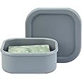 TITATI Travel Soap Container, Square Soap Holder for Dr. Squatch, Square Silicone Travel Soap Case with Soap Tray, Portabel Shampoo Bar Case for Shower, Travel, Camp, Gym(Cement Gray)