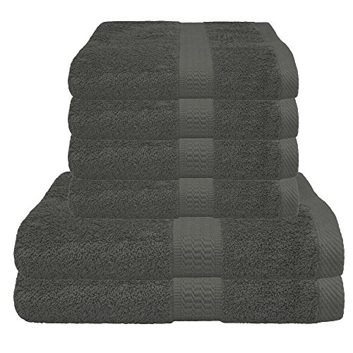 6 tlg. Handtuch / Duschtuch Set in vielen Farben – 4 Handtücher 50×100 cm – 2 Duschtücher 70×140 cm – Farbe anthrazit - 2