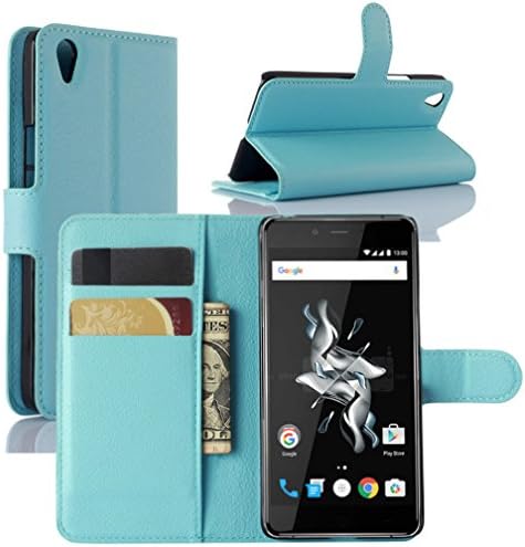 OnePlus X Case, HualuBro [All Around Protection] Premium PU Leather Wallet Flip Phone Protective Case Cover with Card Slots for OnePlus X Smartphone (Blue)