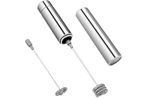 ORIENTAL RIVERKIT Elektryczny spieniacz do mleka z podwójną trzepaczką, poręczny elektryczny spieniacz do mleka ze stali nierdzewnej, 24 x 3,2 cm