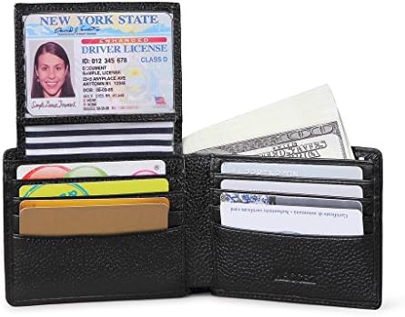 AECCEZ Men's RFID Blocking Genuine Leather Wallet - Excellent Travel Bifold - ID Credit Card Protector - RFID Blocking Wallets for Men AE111 Black