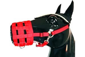 FCHMY Fressbremse Maulkorb,Hochwertige Fressbremse aus Nylon,Bequem Gefütterte, Leicht Zu Atmen,Verstellbarer Freßschutz,Reitausrüstung mit Klettverschlusshalfter