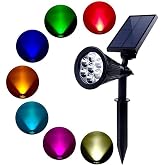 Multi Color 7 LED Solar Solar Powered Piled Garden Lawn Wall Fixture 7W Lighting-Plated-MultiColour