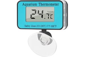 DIFCUL Aquarium Thermometer Wasserdicht, thermometer aquarium Digitales Aquarien Thermometer für Süßwasser und Meerwasser, aquarium thermometer analog mit großem LCD-Bildschirm für Aquarien