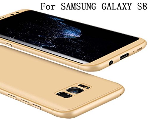 Vente FR Samsung Galaxy S8 Coque 360 Protection PC 3 en 1 Full Cover Adamark Housse Integrale Bumper Etui Case Accessoires Ultra Fin Et Discret Pour Samsung Galaxy S8 (Sans protecteur de film en verre trempé) (Or)